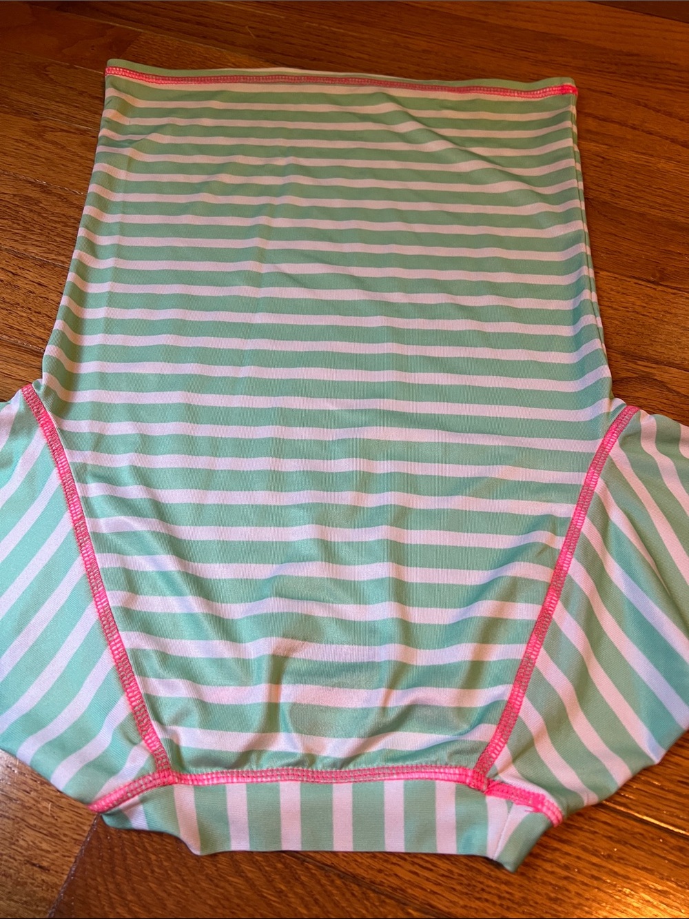 O'Rageous! Mint & White Striped Rash Guard with Pink Stitching size XS 6/6X - Picture 8 of 16